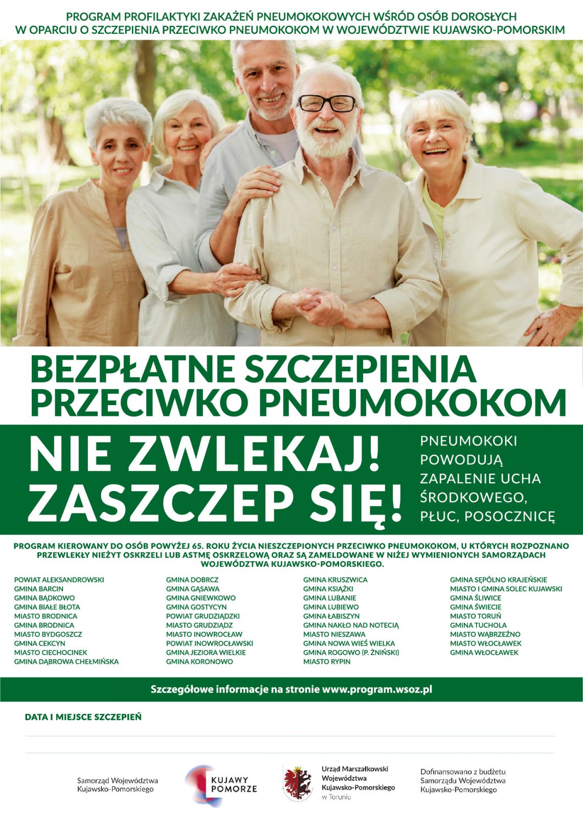 BEZPŁATNE SZCZEPIENIA PRZECIW PNEUMOKOKOM